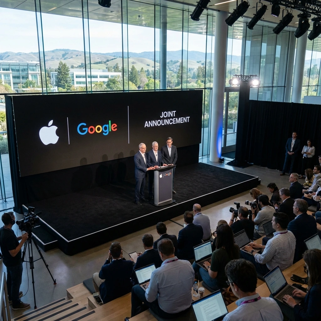 애플과 구글 AI 파트너십 발표 기자회견