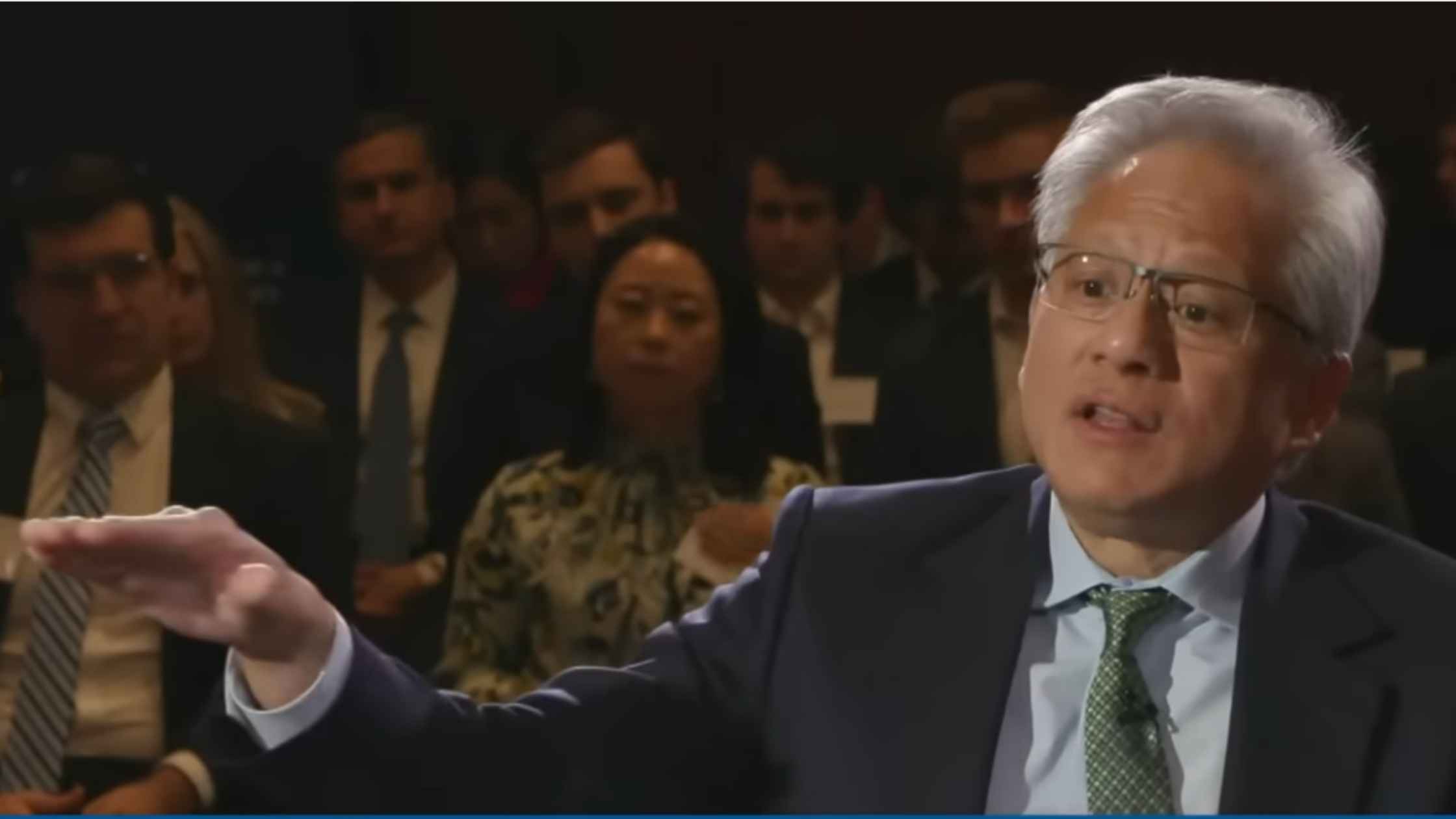 Nvidia CEO Jensen Huang in tech conference setting