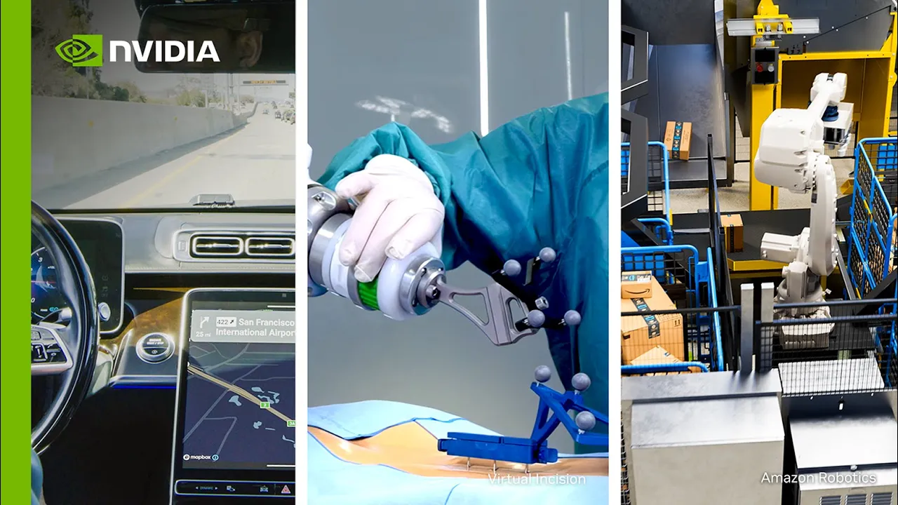 엔비디아의 피지컬 AI 로봇 학습 장면